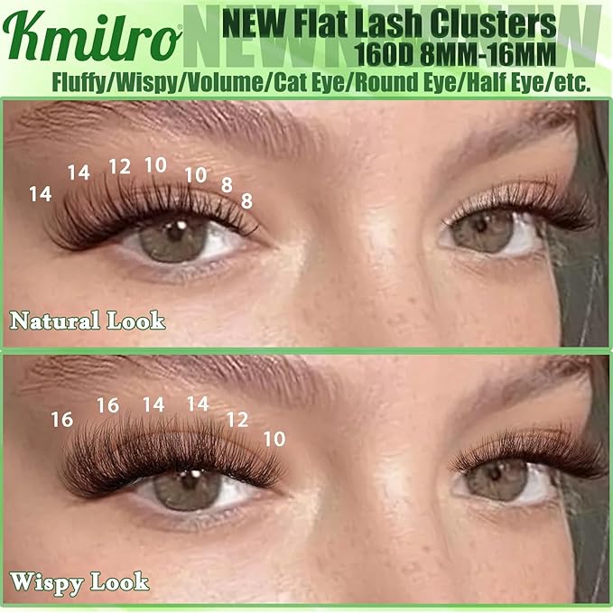 Brown Lash Clusters 160D Fluffy Cluster Eyelash Extensions 8-16mm Waterproof D Curl Volume Eyelash Clusters 280Pcs Dark Brown Individual Lashes Soft Wispy False Eyelashes DIY Lash Extension, by Kmilro