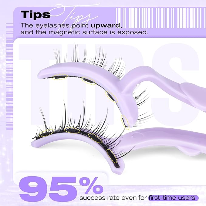Magnetic Eyelashes with Applicator Natural Look Magnetic Lashes with Applicator Wispy False Lashes with Magnets No Need Glue Reusable Lashes by Lanflower