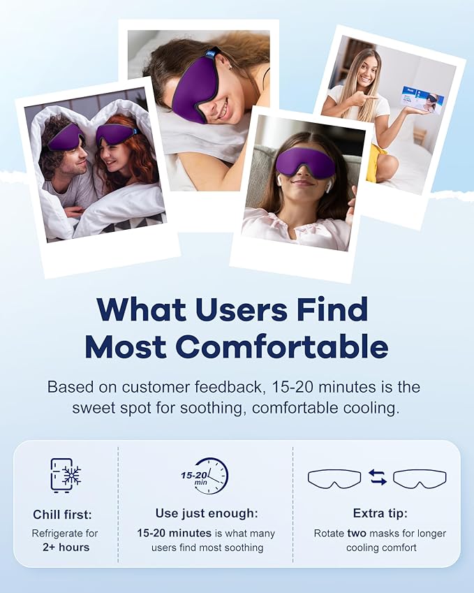 Upgraded Cooling Gel Eye Mask for Puffy Eyes: Larger Full-Eye Cover Design for Ice Cooling Relief, Reusable Cold Compress for Dark Circles, Eye Bags, Fatigue & Migraine(Purple)
