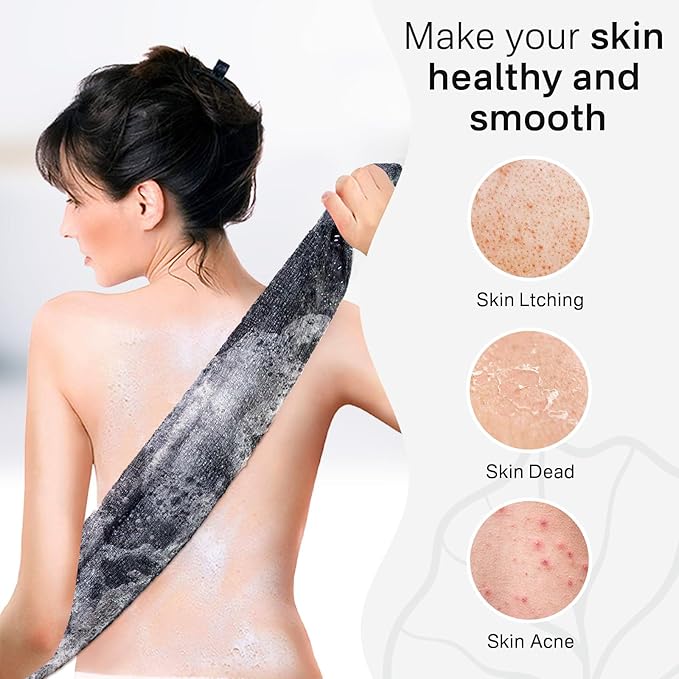 Yiclick Exfoliating Washcloth Towel, Japanese Exfoliating Bath Wash Cloth for Body Exfoliation, Korean Back Scrubber Washer for Shower, African Net Sponge Brush Loofah Exfoliator