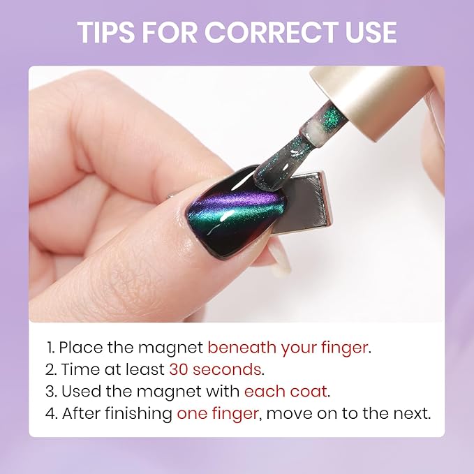 9D Magnetic Nail Polish Set, Cat Eye Nail Polish Non Gel with Magnet, Multi-Color Holographic Glitter Cateye Nail Lacquer Quick Dry High Glossy DIY Salon Gift for Women Girl