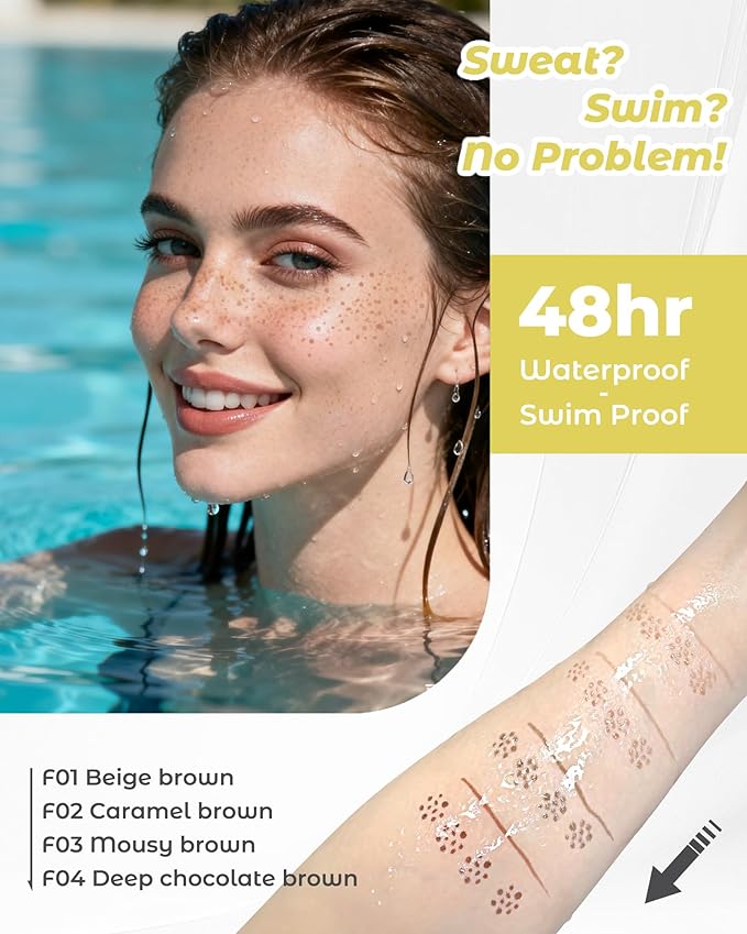 Upgrade Dual Ended 2-in-1 Faux Freckle Stamp Pen, Waterproof Fake Freckle Pen with Multi-Prong Freckles Stamp Head for Women to Easily Create Natural Long-Lasting Sunkissed Makeup