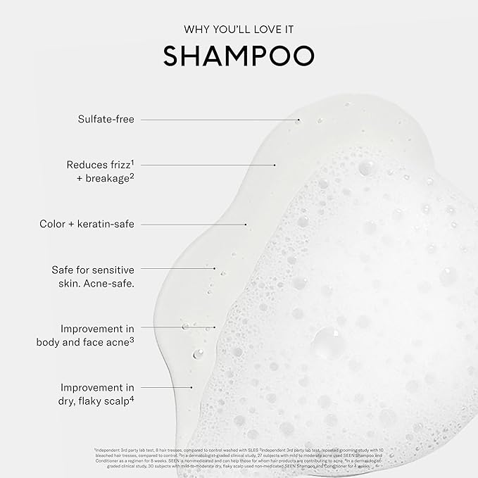 SEEN Shampoo - Scented - Non-Comedogenic Hair Shampoo- Dermatologist-Developed - Safe for Sensitive & Acne Prone Skin