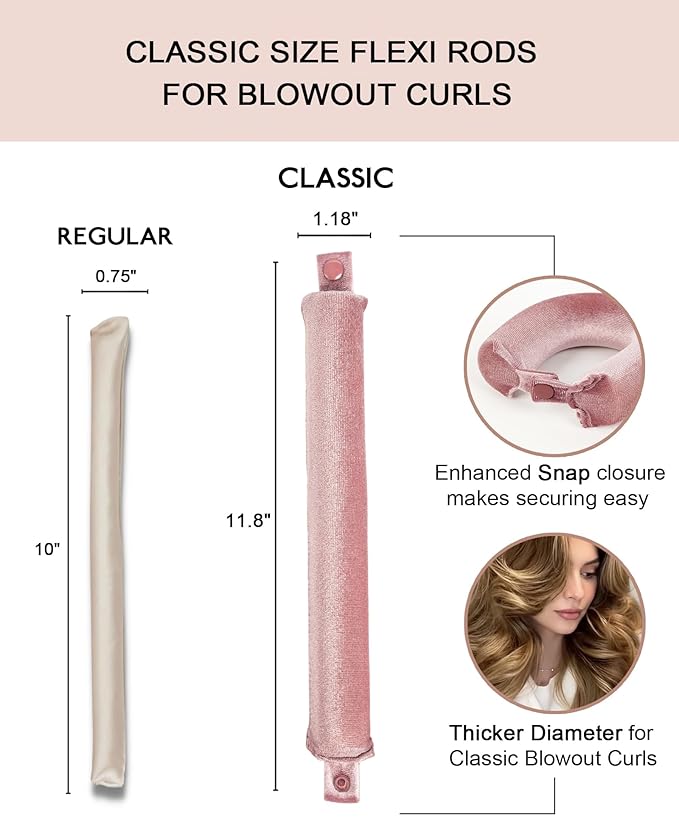 Classic Heatless Curls Overnight Rods - Upgraded Directional Grip Velvet No Heat Hair Curlers to Sleep Hair Rollers Flexible Curling Rods Set for Long Thicker Hair, Full Coverage Larger Silk Scarf