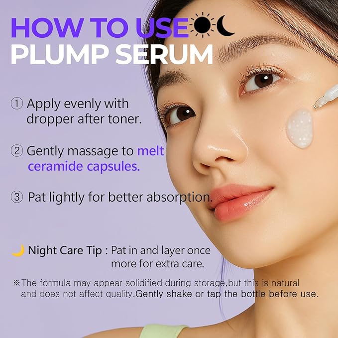 Ceramide Plumping Serum for Face 1.01 fl oz - Anti-Aging, Wrinkle Care with Volufiline & Bakuchiol, Glass Skin korean Skincare for Firming, Barrier Repair & Hydrating