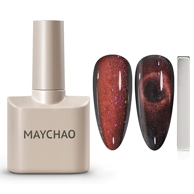 MAYCHAO 15ML Cat Eye Gel Nail Polish 1Pc Starry Sky Gel Polish with Magnet Soak off Holographic Magnetic Nail Polish for Nail Art Manicure Salon DIY at Home, 0.5 OZ