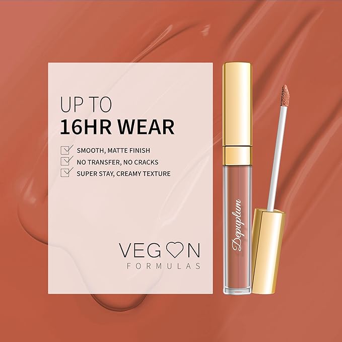 Depuplum Coral Lipstick Matte for Women Super Stay Long Lasting Lipstick Smudge Proof No Transfer Liquid Lipsticks Cruelty Free Lip Makeup, DM19 Coral Nude