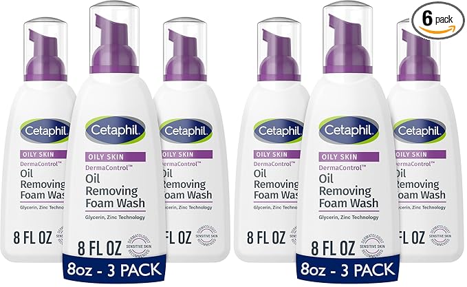 Cetaphil Pro Oil Removing Foam Wash,Foaming Facial Cleanser,Fragrance Free Formula Suitable for Sensitive Skin,8 Fluid Ounce,(Pack of 6)