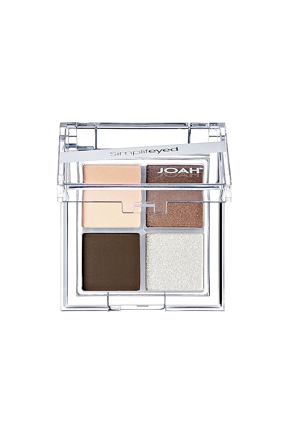 JOAH Simplifeyed Quad Eyeshadow Palette – 4 Highly Pigmented Shades in Matte & Shimmer Finishes – Long-Lasting, Blendable, Vegan Eye Shadow Compact – Travel-Friendly Mini Palette for Everyday to Glam Looks