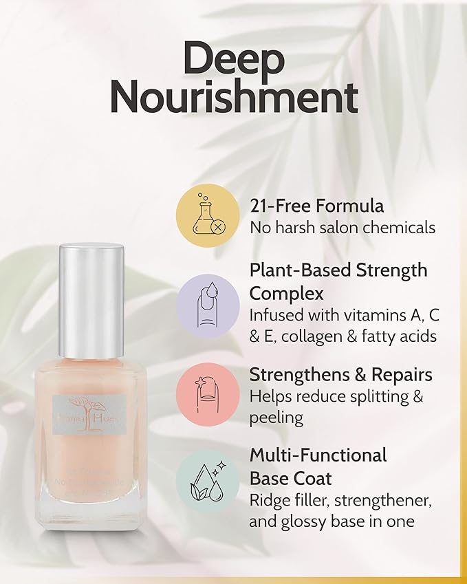 karma organic Deep Nutrition Nail Polish Strengthener - Nail Ridge Filler Base Coat Polish for Thin & Damaged Nails, Non-Toxic, Vegan & Cruelty Free, 0.47 fl oz