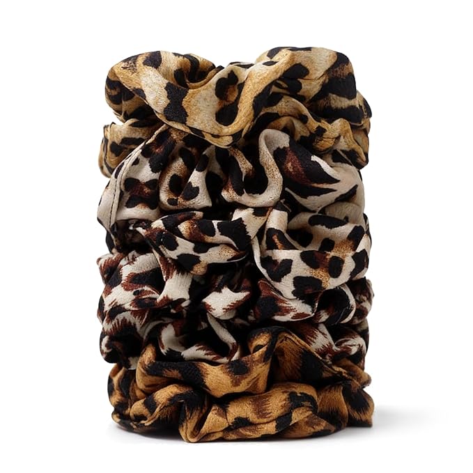Satin Scrunchies for Women – 8PCS Leopard Silk Hair Ties – No Crease, Frizz-Free, Bold & Fashionable Hair Bands for Thick & Thin Hair, Trendy Hair Accessories Gifts