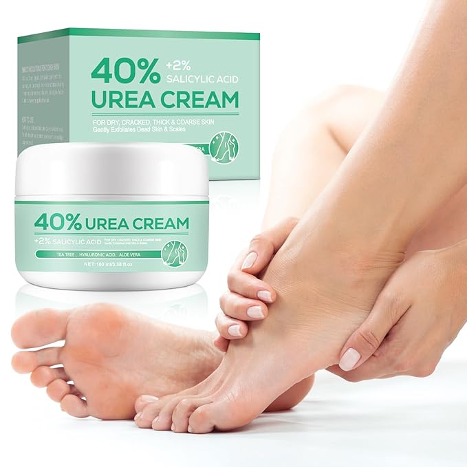 40% Urea Foot Cream - 2% Salicylic Acid Foot Cream - For dead skin, calluses and cracked heels - Intensely moisturizing with Tea Tree, Hyaluronic Acid and Aloe Vera