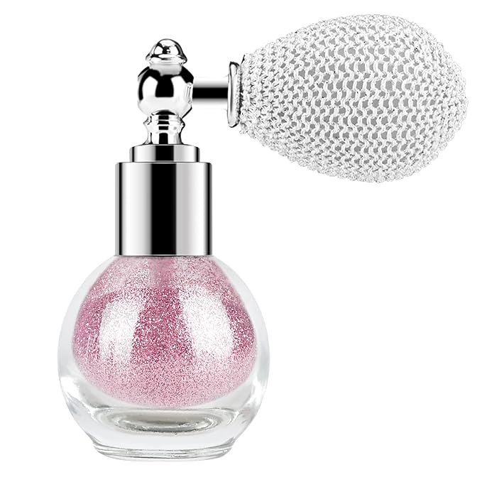 KYDA Glitter Powder Spray, Loose Shimmer Powder, Highlighter Spray Makeup for Face Body Hair, Lasting Glitter Hairspray, Cosmetic Sparkling Body Makeup, Rose Pink