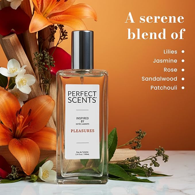 Perfect Scents Fragrances, Inspired by Estee Lauder’s Pleasures, Women’s Eau de Toilette, CLEAN, Vegan, Paraben-Free, Phthalate-Free, Never Tested on Animals, 3.4 Fluid Ounces