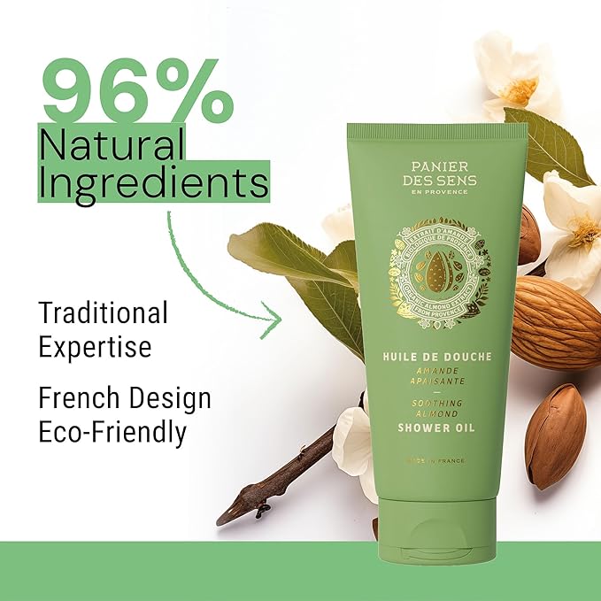 Panier des Sens - Sweet Almond Moisturizing Body Wash for Women & Men - Gentle Shower Gel - 96% Natural - Normal, Sensitive Skin - Body Care Made in France, SLS Free, Vegan - 6.8 floz