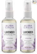 Aura Cacia Relaxing Lavender Aromatherapy Mist,4-Ounce,Lavender Pure Essential Oils,Sweet & Floral Aroma,(Pack of 2)