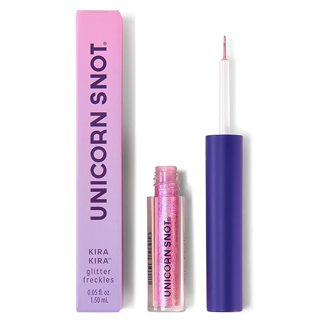 Unicorn Snot KiraKira Glitter Freckle Pen – Duochrome Color Shifting Vegan Eyeliner & Face Paint, Waterproof Precision Brush, 0.05 fl oz – Mood (Purple to Pink)