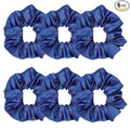 Sufermoe 6 Pcs Satin Silk Hair Scrunchies, Dark Blue (4.5 Inch) - Hair Ties for Women and Girls, Hair Accessories