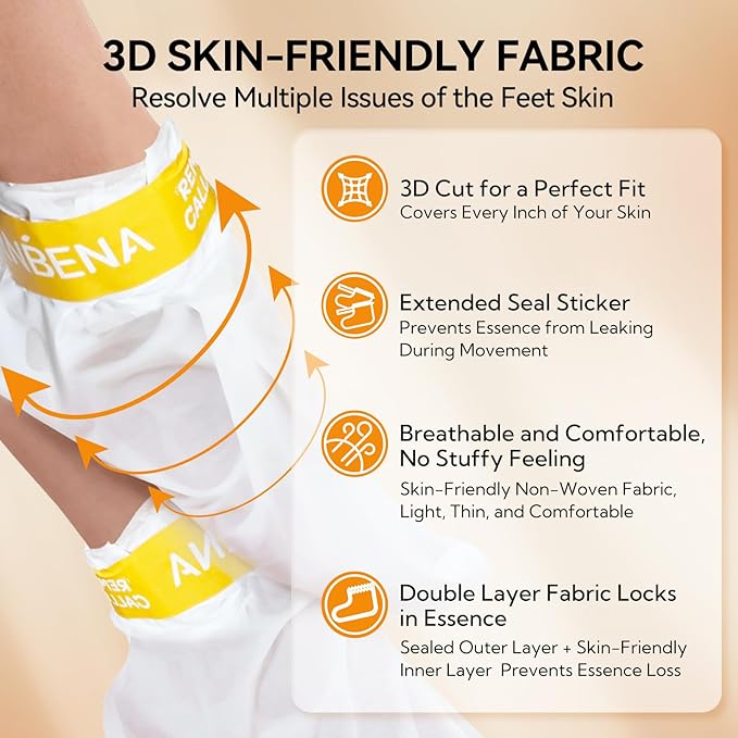 LANBENA Vitamin C Foot Peeling Mask, Foot Mask for Dry Cracked Feet, Exfoliator Peel Off Calluses Dead Skin Callus Remover, Repair Rough Heels & Get a Baby Soft Feet for Men and Women(2 Pairs)