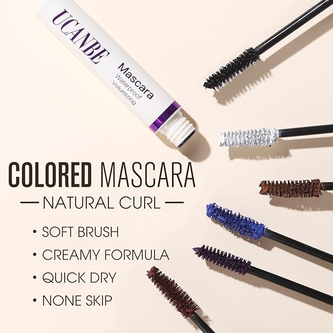 UCANBE Brown Mascara and Liquid Eyeliner Set, Waterproof Colored Eye Makeup Duo - Enhance Your Gaze with Natural Lasting Lift & Curl for Lashes and Pigmented Smudge-Proof Eye Liner