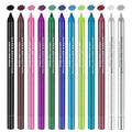 12PCS Colorful Eyeliner Pencils Set Black White Green Blue Brown Red Colored Gel Glitter Metallic Eyeliner Pencils Waterproof Long-Lasting Professional Eye Liner Makeup Kit