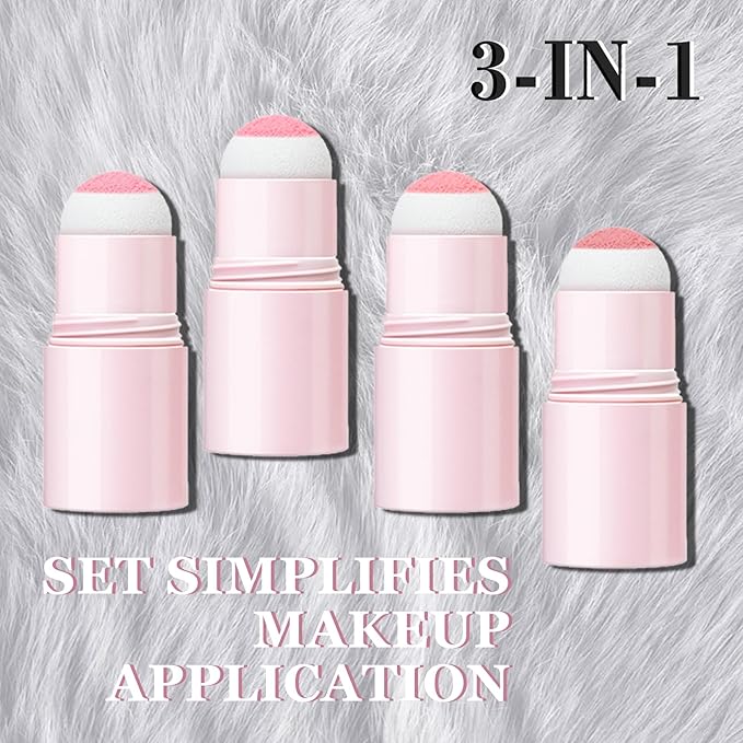 4Pcs Cream Contour Stick Makeup Kit,Shades with Highlighter,Brush Stick,Cream Bronzer for Sculpt the Cheeks,Long-lasting Waterproof Lightweight Contour Set B
