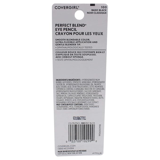 COVERGIRL Perfect Blend Eyeliner Pencil, Basic Black, Eyeliner Pencil with Blending Tip For Precise or Smudged Look, 1 Count (Pack of 2)