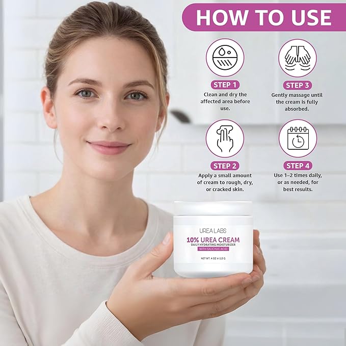 10% Urea Cream with Aloe Vera, Jojoba Oil and Salicylic Acid - 150ml Hydrating Moisturizer for Dry, Chapped Hands, Feet, Face & Body - Repairs, Soothes & Nourishes Rough, Dry Skin - 4 Oz