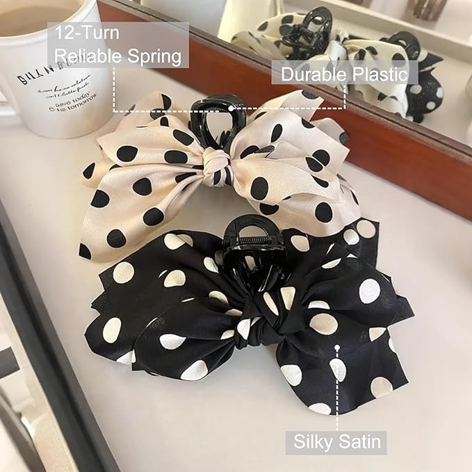 Boho Bandana Hair Claw Clips for Women, 2 Pcs Extra Large Claw Clips for Thick Hair Paisley Hair Clip Bow Knot Adorable Hair Claws Non-slip Fashion Hair Accessories Gift for Women Teen Girls