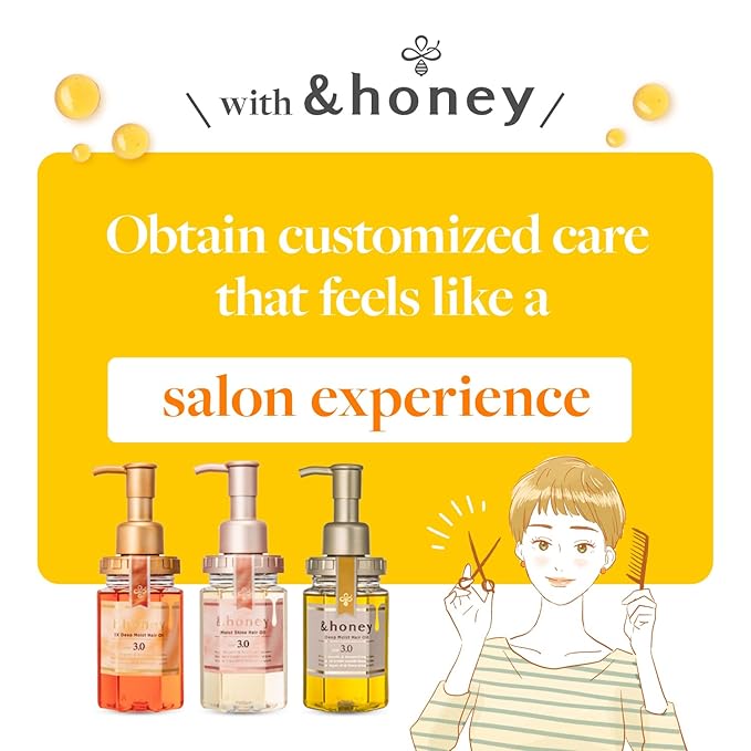[Genuine Product] &honey Deep Moist Hair Oil 100mL/ 3.38 Oz Sulfate-Free Moisturizing Hair Oil for Dry Hair |Unique Blend of Honeys & Argan Oil for Shine, Hydrated Hair Japanese Hair Care