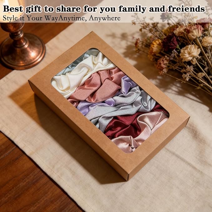 Satin Scrunchies for Women – 7PCS Colorful Softer Than Silk Scrunchies, Hair Ties No Damage, Frizz-Free Gentle Elastic Hair Bands for Thick & Thin Hair, Soft & Stylish Hair Accessories Gifts