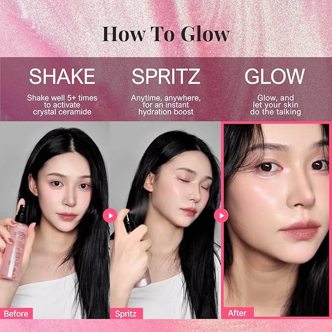 FROM ZERO EX-PDRN Glow Mist, Pink Ceramide Toner Spray, Rose Scent, Light-weight Hydration, Moisturizing, Broccoli PDRN, Jinseng Exosomes, Vegan Collagen, Niacinamide, Gift for Girlfriend, 3.38 fl.oz.