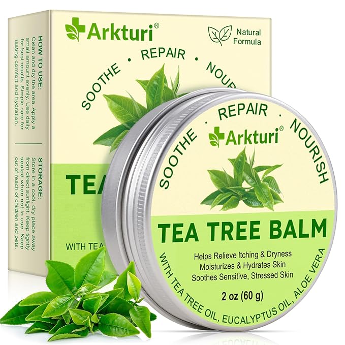 Tea Tree Oil Balm, Tea Tree Oil for Skin, Tea Tree Oil Balm for Dry Skin Relief - Irritated Skin, Cracked Heels - Organic & Safe for All Ages (1 Pack)