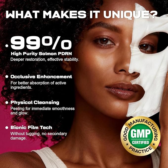 PDRN Collagen Wrapping Mask, Overnight Peel Off Face Mask, Salmon DNA, Niacinamide, Peptides, Centella for Skin Firming, Tone Evening & Dark Spot, Repairing, Soothing, 100ml/3.38 fl.oz.