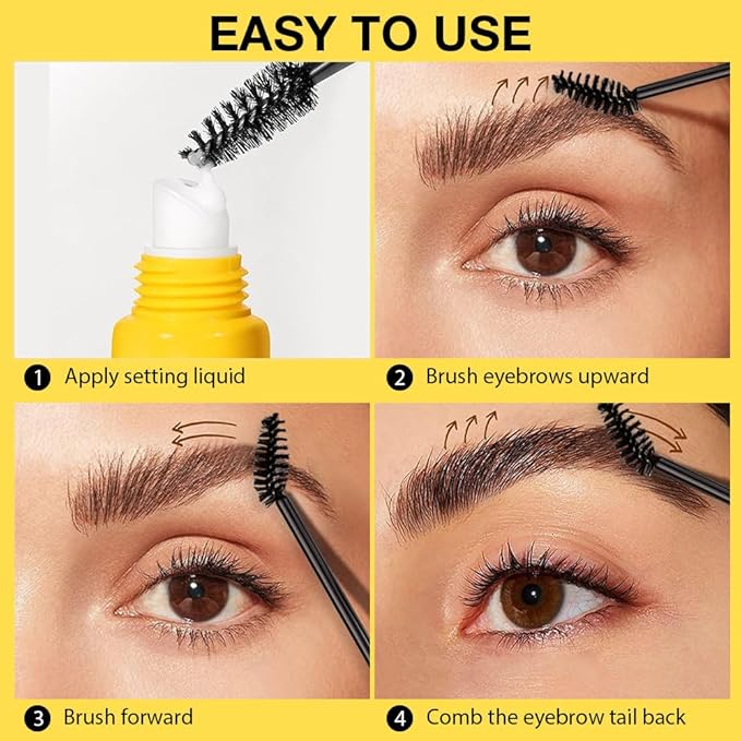 BINGBRUSH 2Pcs-Transparent Eyebrow Lamination Gel Clear Mascara, Shaping Makeup Gel,Waterproof, Transfer-proof, Brush to Fill in Eyebrows and Cover Gray Hairs - Cruelty Free