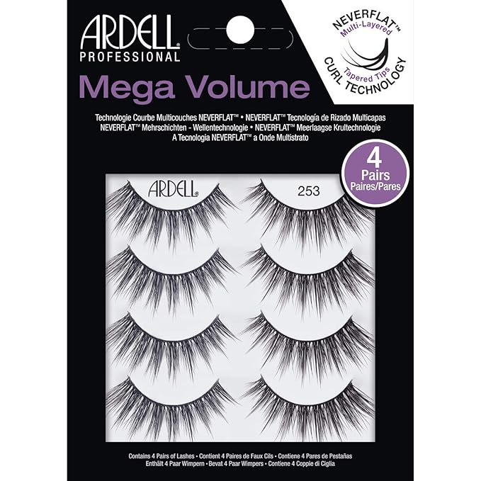 Ardell False Eyelashes Mega Volume 253, 1 Pack (4 Pairs Per Pack)