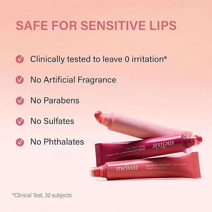 Melixir Vegan Lip Treatment, Sheer Tinted Lip Balm for Instant Hydration & Shine, Moisturizing Lip Gloss, Infused with Vegan Collagen & Jojoba Oil, Cruelty-Free, Korean Skincare-6 Rosewood(0.5oz/15g)