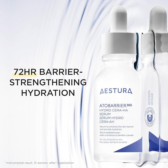 AESTURA ATOBARRIER365 Hydro CERA-HA Korean Face Serum with Ceramides, Hyaluronic Acid & Niacinamide | Lightweight Hydrating Serum for Barrier Repair & Glow For Dry & Sensitive Skin, 30ML / 1.01 fl.oz.