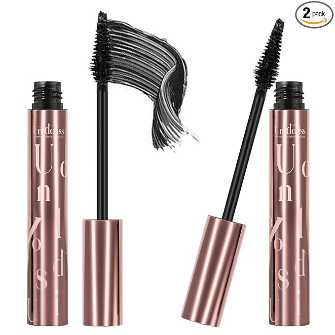 Unidollss Tubing Mascara Volume and Length Black Mascara Lengthening Long Lasting All Day, No Smudging, No Clumping, Washable Voluminous, Gluten-free Safe for Sensitive Eyes, 2 Pack