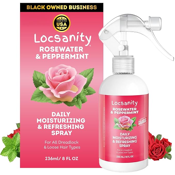 Locsanity Daily Moisturizing Rose Water and Peppermint Hair Scalp Refresher for Locs and Dreadlocks - Natural Loc Care and Maintenance (8oz)