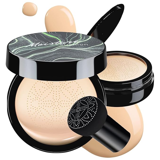 Mushroom Head Air Cushion CC Cream - Tattoo Cover up BB Cream Foundation Makeup Moisturizing Concealer Long-Lasting, Cushion Foundation Full Coverage Self Adjusting (Ivory)