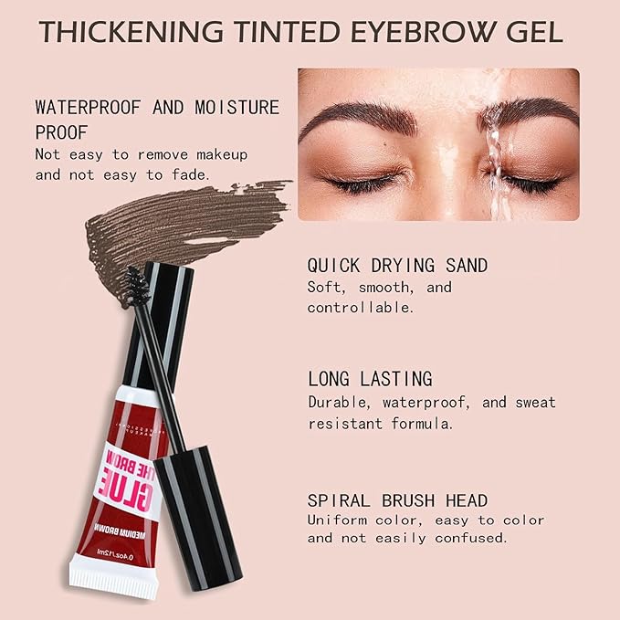 Waterproof Clear Eyebrow Gel Set, Fast Eyebrow Shaping,Long Lasting Transfer-Proof Extreme Hold Brow Glue (Transparent-2pcs 00#)