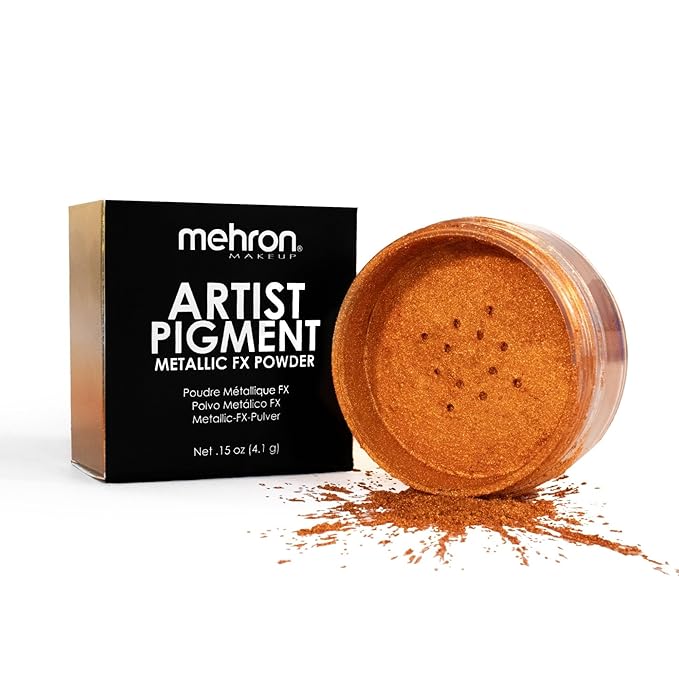 Mehron Makeup Artist Pigment – Metallic FX Powder | Metallic Powder Pigment for Face & Body Paint, Eyeshadow & Eyeliner, Cosplay .15 oz (4.1 g) (Copper) | Made in the USA
