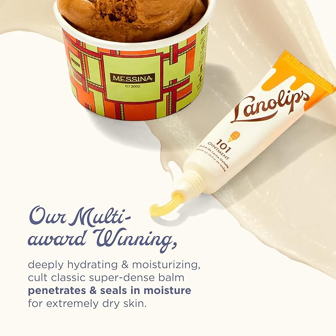 Lanolin 101 Multipurpose Ointment - Lanolin Lip Balm & Healing Ointment for Skin Barrier Repair - Moisturizer for Dry Lips, Cuticles & Elbows - No Petroleum Formula - Dulce de Leche (0.35 oz)