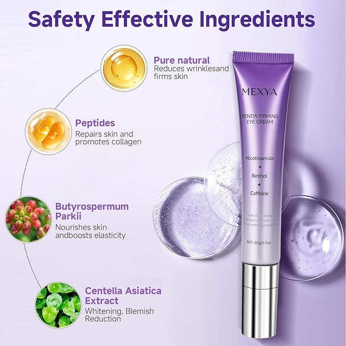 Retinol & Caffeine Eye Cream - Dark Circle Treatment & Under Eye Brightener, 0.7oz Anti-Aging Formula for Wrinkles, Puffiness, Bags