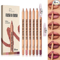Pudaier 6Pcs Lip Liner Set, Nude-Pink Matte Series Lip Liner with 2 Sharpeners, Smooth & Longer-Lasting LipLiner for Women, High Pigmented Waterproof Lip Liner Pencil for Defining & Filling Lips