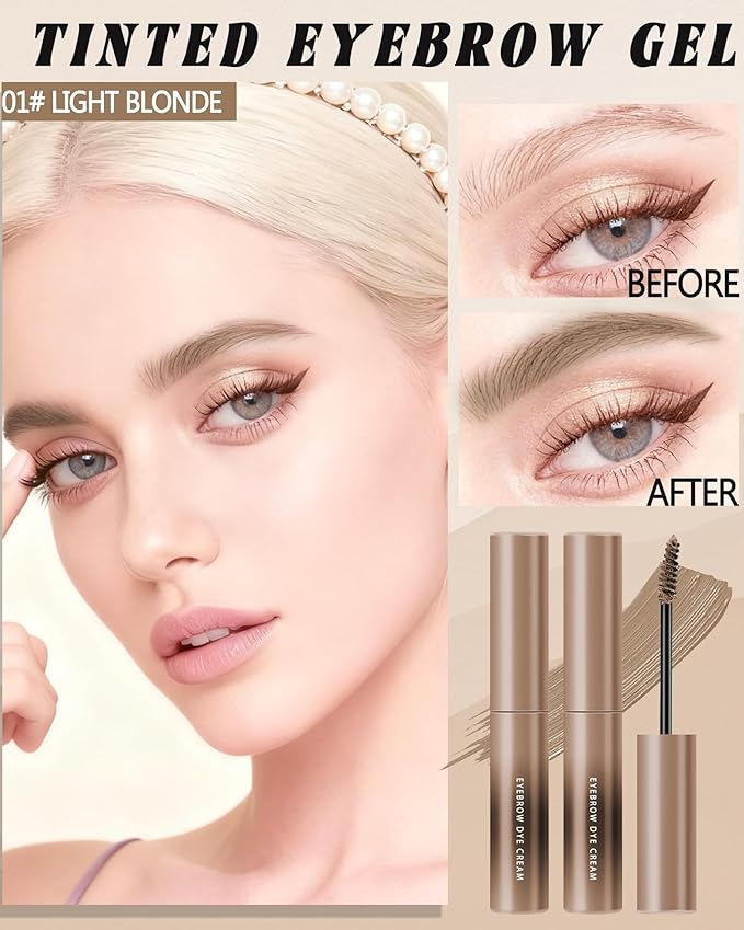 Blonde Tinted Eyebrow Gel,2 Pcs Long Lasting Waterproof Eye Brow Tinting Kit,Smudgeproof Eyebrow Tint Mascara, Ultra-Fine Brush Brow Filler Stain Glue,Women's Mother's Day Eye Makeup Gift for Women-01