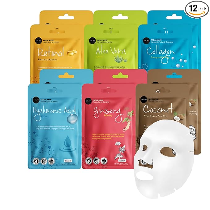 Celavi Collagen Face Sheet Mask K-Beauty Korea Skin Care Moisturizing New D Type- 12 Sheets