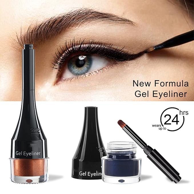 Gel Eyeliner 10 Colors Smooth Cream Matte Eyeliner Gel Longlasting Waterproof and Smudgeproof High Pigment Eyeliner with Brush (10 Purple)