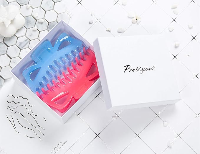 Thick Hair Super Large Clips Crystal Plastic Claw Clamps Hairgrips Clips Accessories for Women, 2 pack. (C)